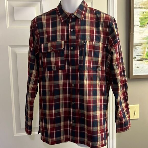 Wrangler ATG Men’s Mix Material Long Sleeve Plaid Button Down Shirt- Medium - Picture 1 of 16